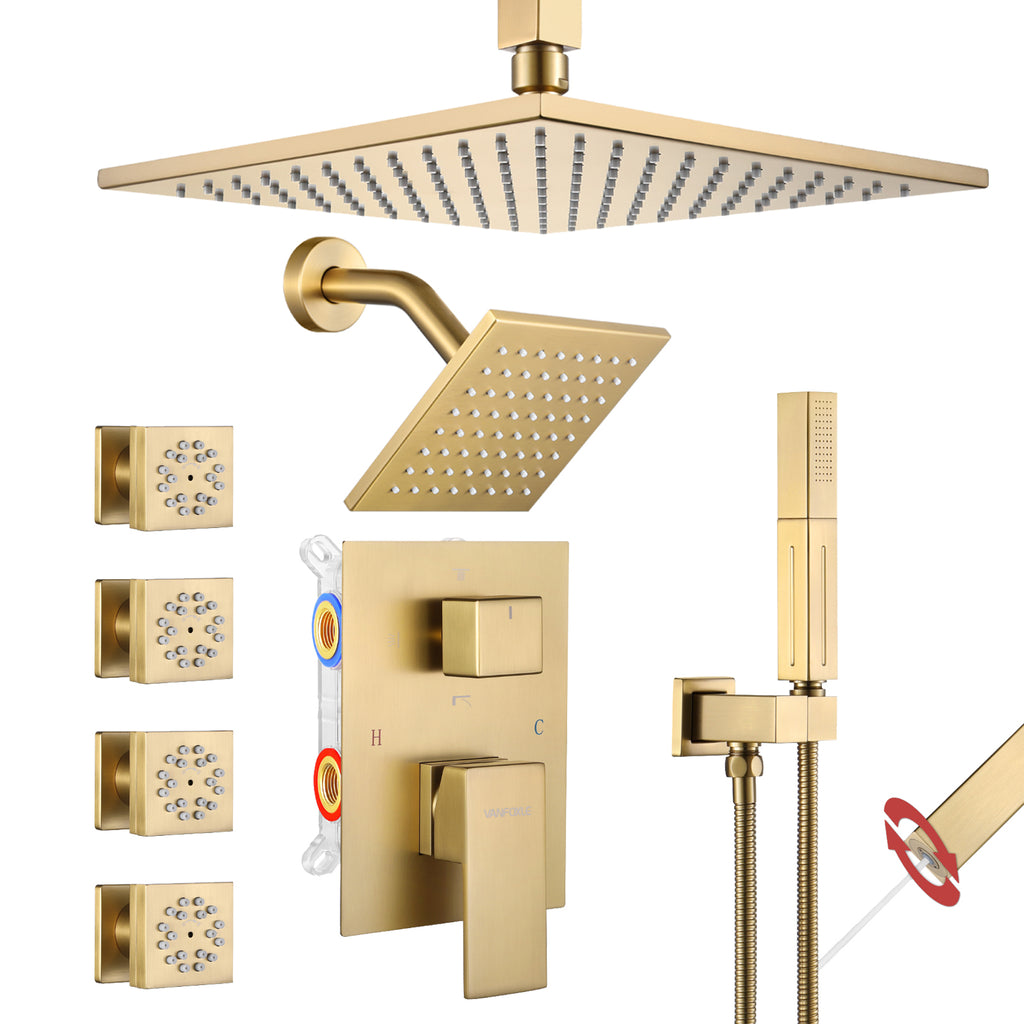 Luxury Single Handle 2-Spray Shower Faucet 1.8 GPM with 10 in. Rainfall Head and Pressure Balance Valve