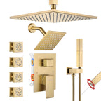 Luxury Single Handle 2-Spray Shower Faucet 1.8 GPM with 10 in. Rainfall Head and Pressure Balance Valve