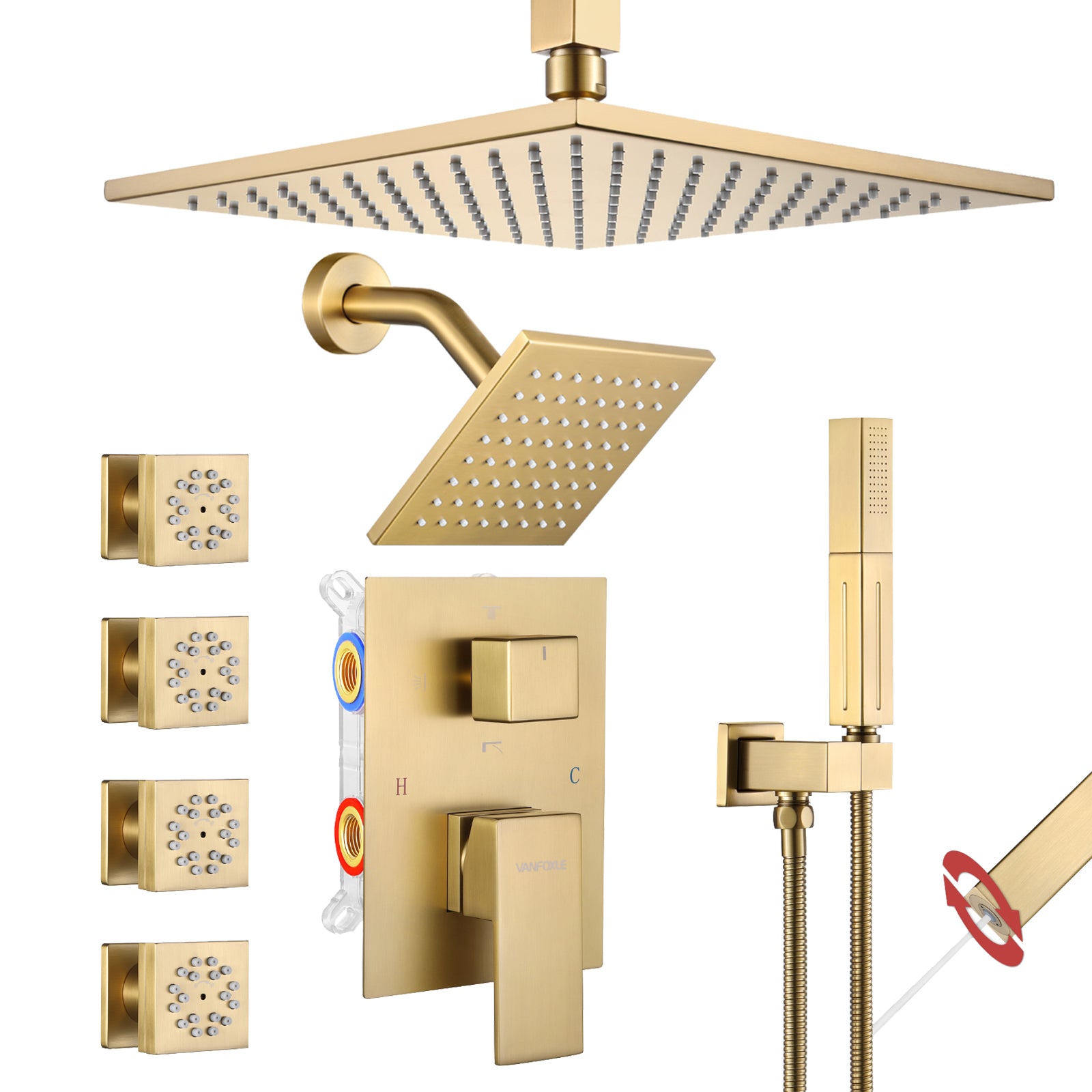Luxury Single Handle 2-Spray Shower Faucet 1.8 GPM with 10 in. Rainfall Head and Pressure Balance Valve