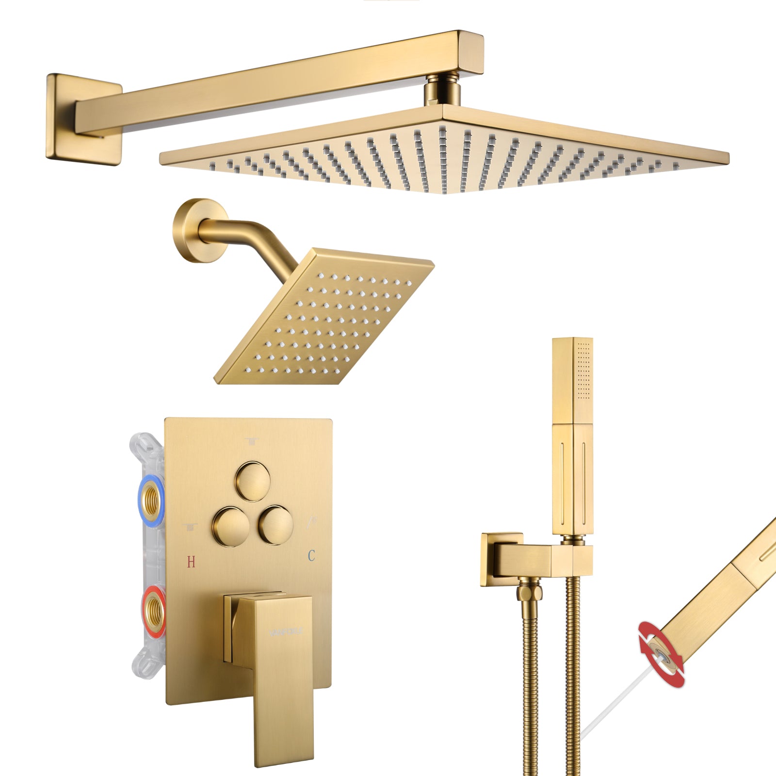 Luxury Single Handle 2-Spray Shower Faucet 1.8 GPM with 10 in. Rainfall Head and Pressure Balance Valve