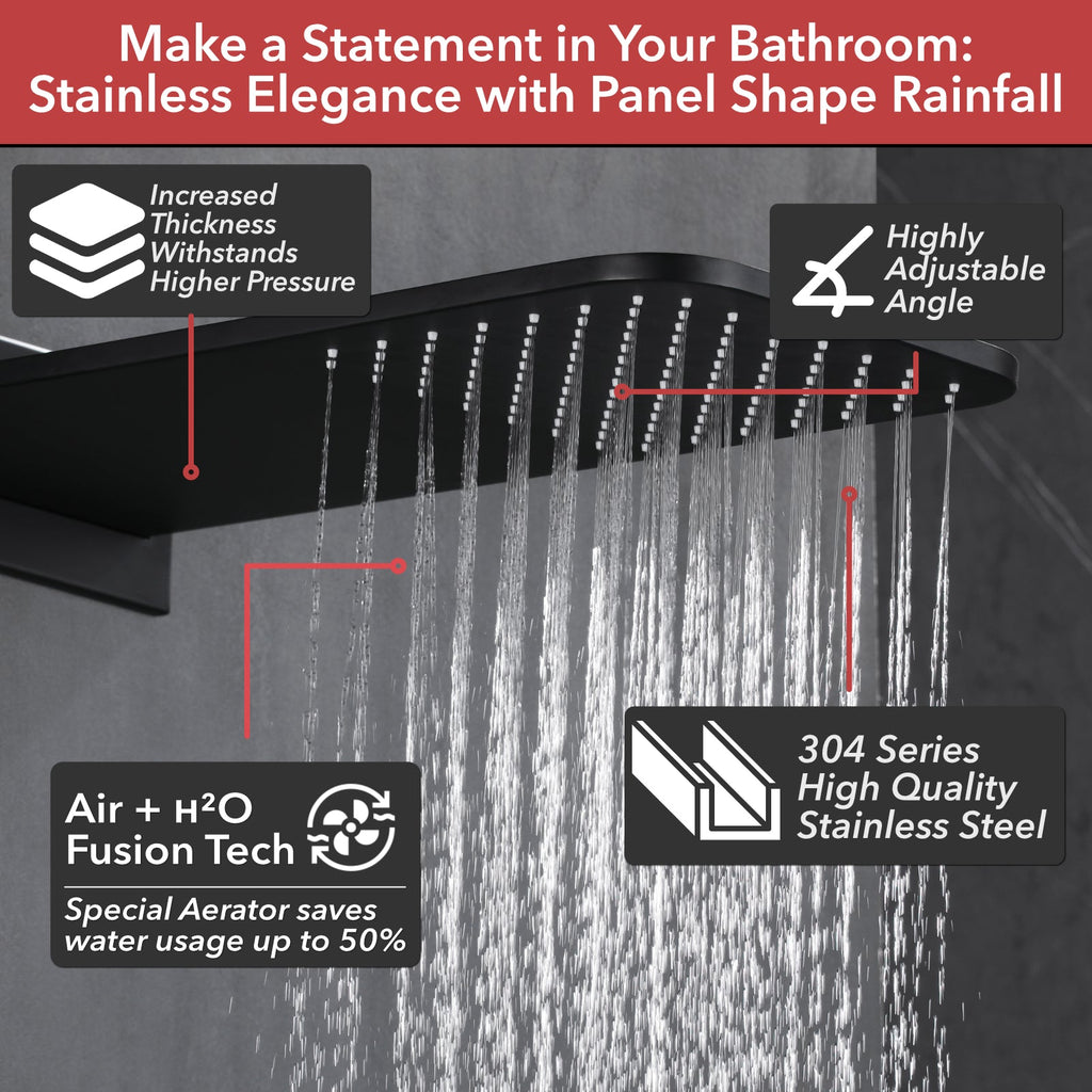 5-Spray Shower Head 20*10 in. Wall Fixed and Handheld Shower Head 1.8 GPM with Pressure Balance and 4-Jet