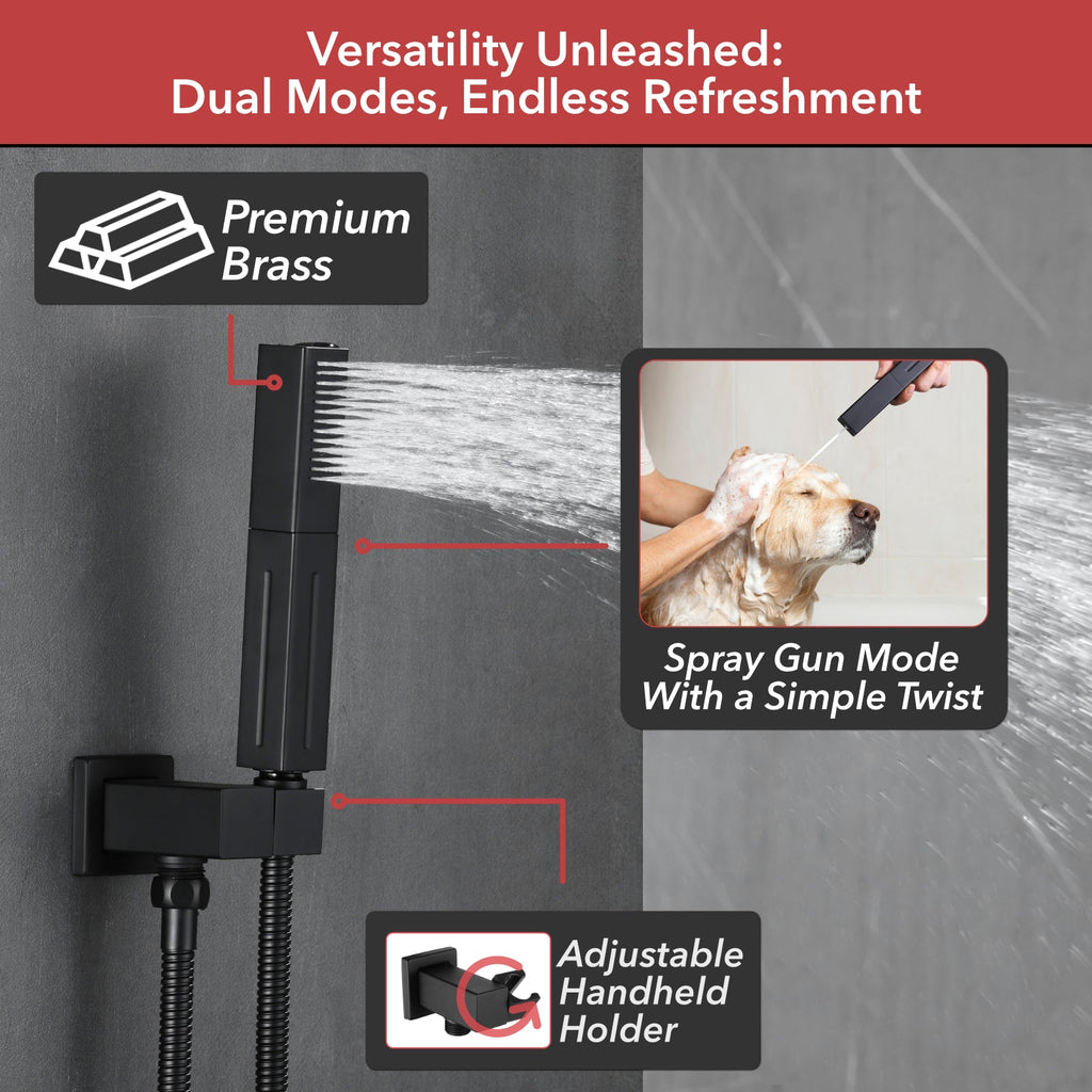 5-Spray Shower Head 20*10 in. Wall Fixed and Handheld Shower Head 1.8 GPM with Pressure Balance and 4-Jet