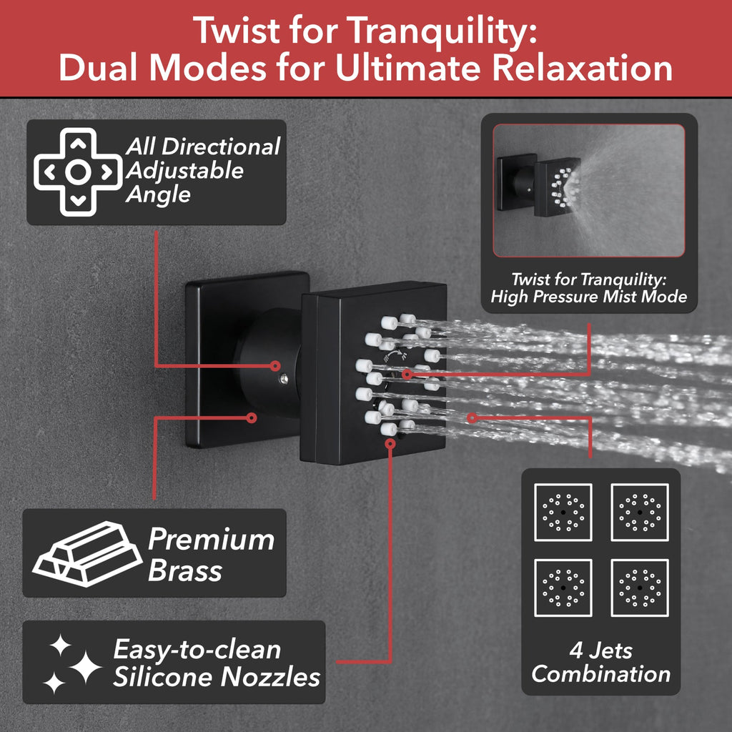 5-Spray Shower Head 20*10 in. Wall Fixed and Handheld Shower Head 1.8 GPM with Pressure Balance and 4-Jet