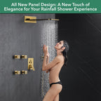 5-Spray Shower Head 20*10 in. Wall Fixed and Handheld Shower Head 1.8 GPM with Pressure Balance and 4-Jet in Brushed Gold
