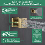 5-Spray Shower Head 20*10 in. Wall Fixed and Handheld Shower Head 1.8 GPM with Pressure Balance and 4-Jet in Brushed Gold