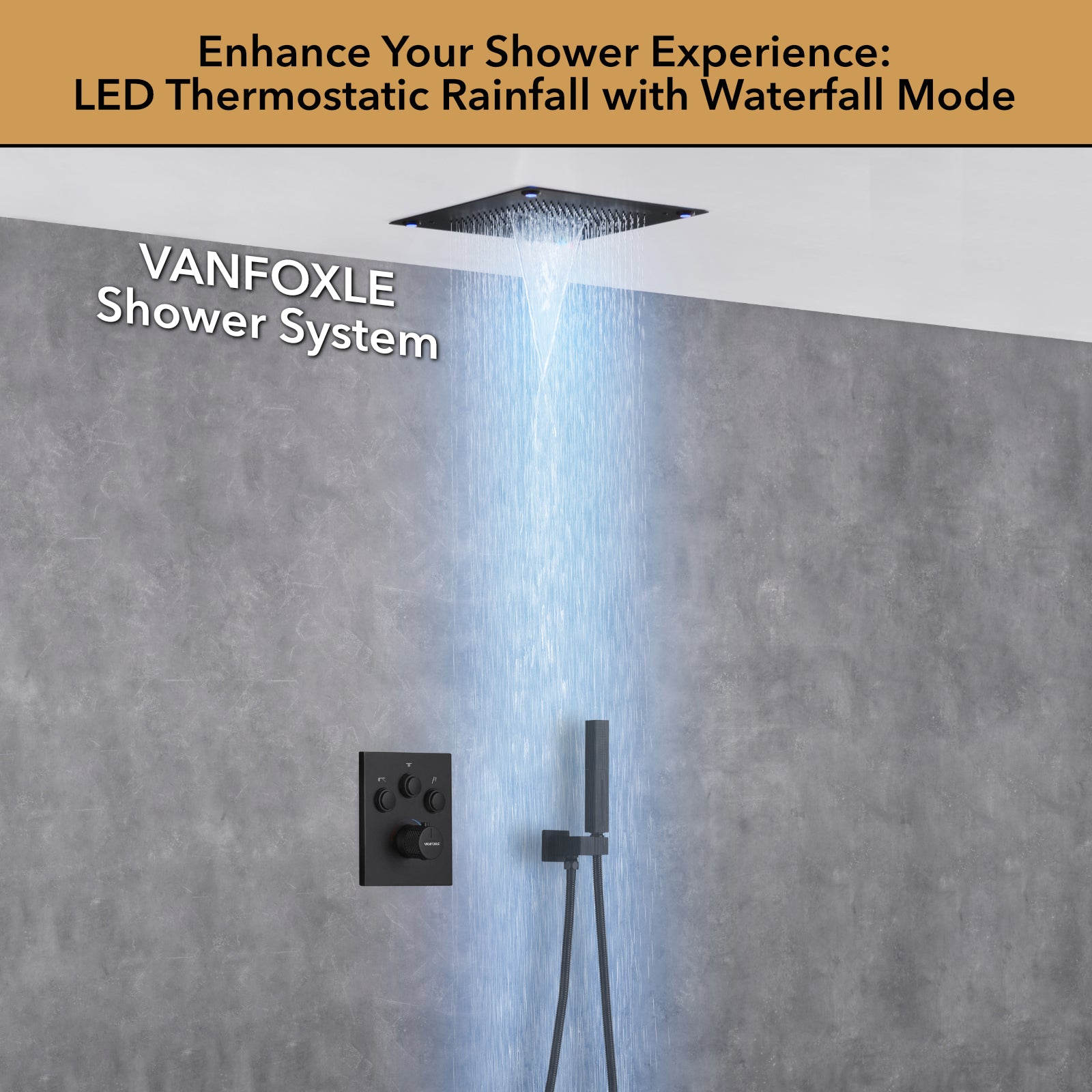 Single Handle 2-Spray Shower Faucet 1.8 GPM 16 in. Square Ceiling Mounted with Pressure Balance
