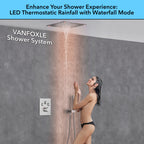 Single Handle 2-Spray Shower Faucet 1.8 GPM 16 in. Square Ceiling Mounted with Pressure Balance in Matte Lash Grey
