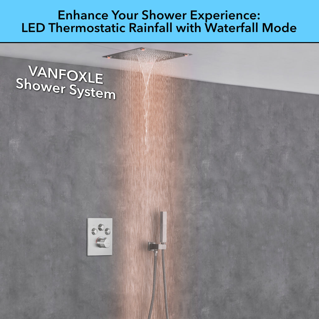 Single Handle 2-Spray Shower Faucet 1.8 GPM 16 in. Square Ceiling Mounted with Pressure Balance in Matte Lash Grey