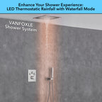 Single Handle 2-Spray Shower Faucet 1.8 GPM 16 in. Square Ceiling Mounted with Pressure Balance in Matte Lash Grey