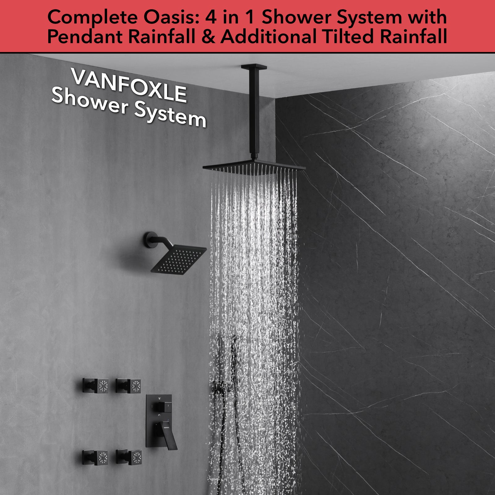 Luxury Single Handle 2-Spray Shower Faucet 1.8 GPM with 10 in. Rainfall Head and Pressure Balance Valve