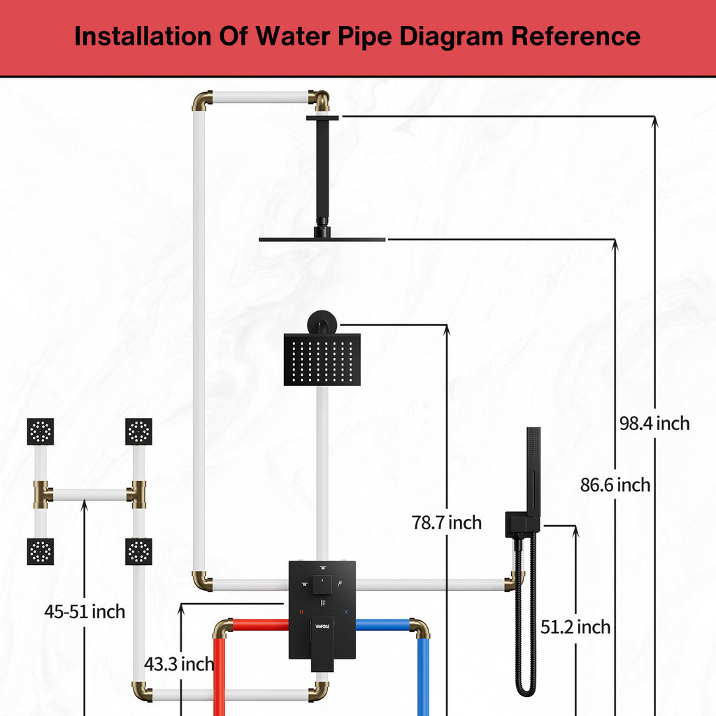 Luxury Single Handle 2-Spray Shower Faucet 1.8 GPM with 10 in. Rainfall Head and Pressure Balance Valve