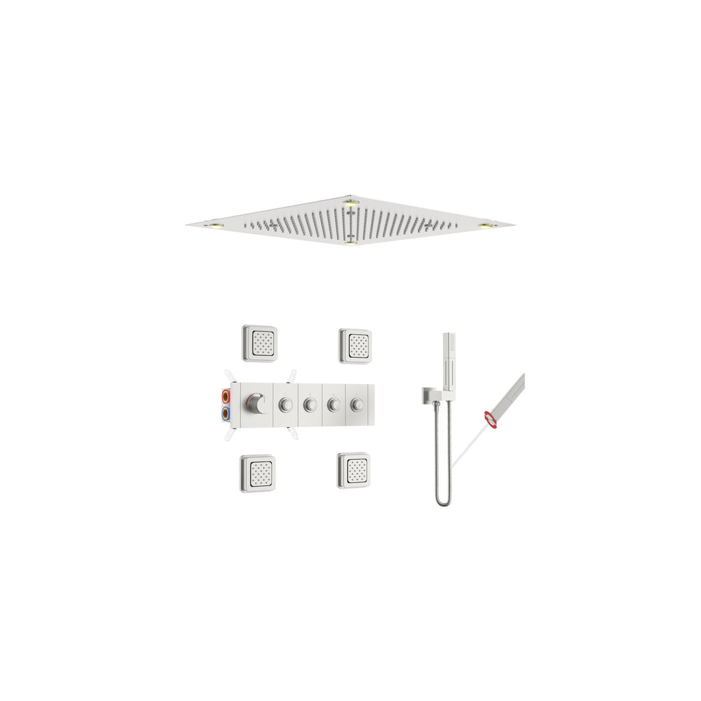 Luxury Single Handle 2-Spray Shower Faucet 1.8 GPM with 20 in. LED Rainfall Head and Body Jets