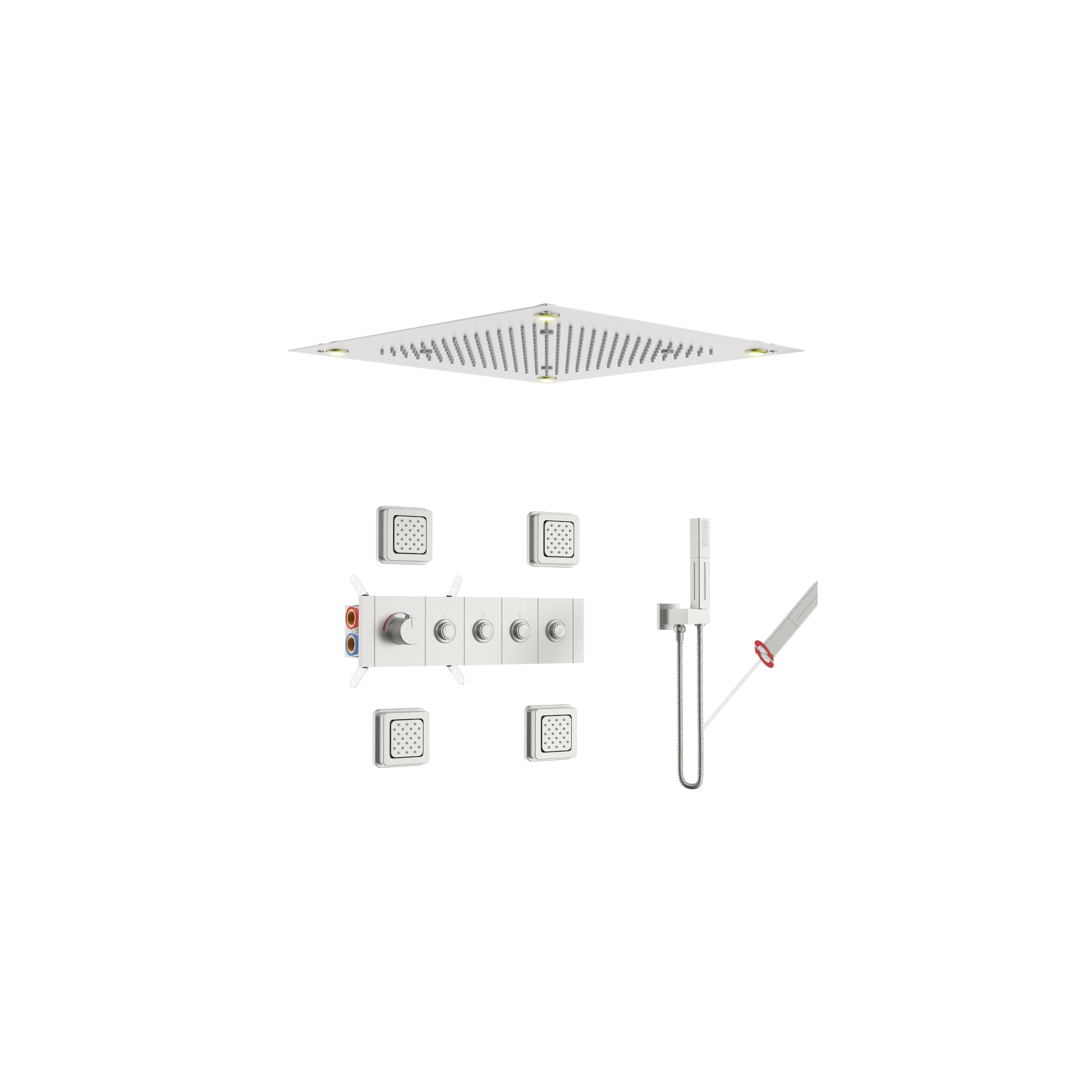 Luxury Single Handle 2-Spray Shower Faucet 1.8 GPM with 20 in. LED Rainfall Head and Body Jets