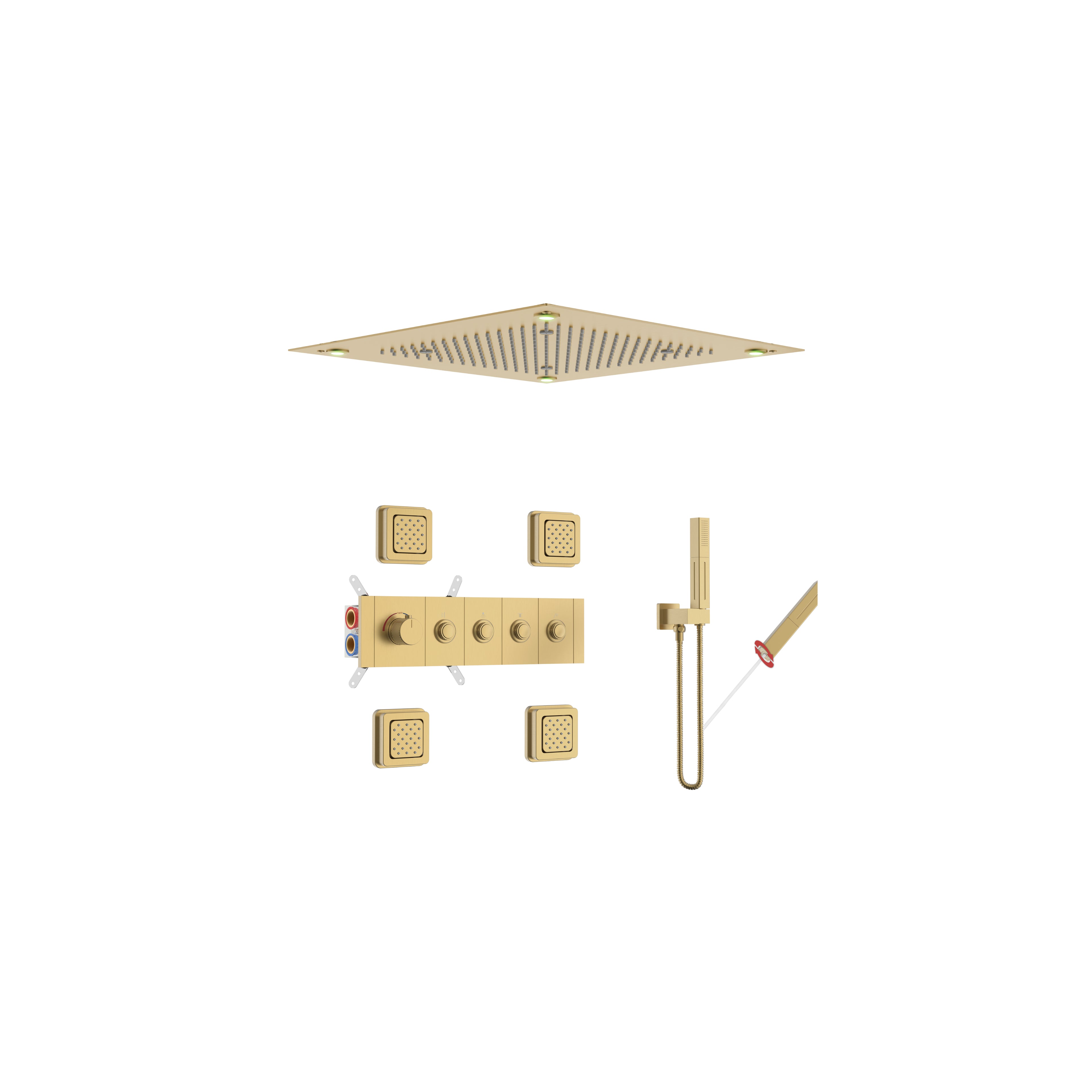 Luxury Single Handle 2-Spray Shower Faucet 1.8 GPM with 20 in. LED Rainfall Head and Body Jets