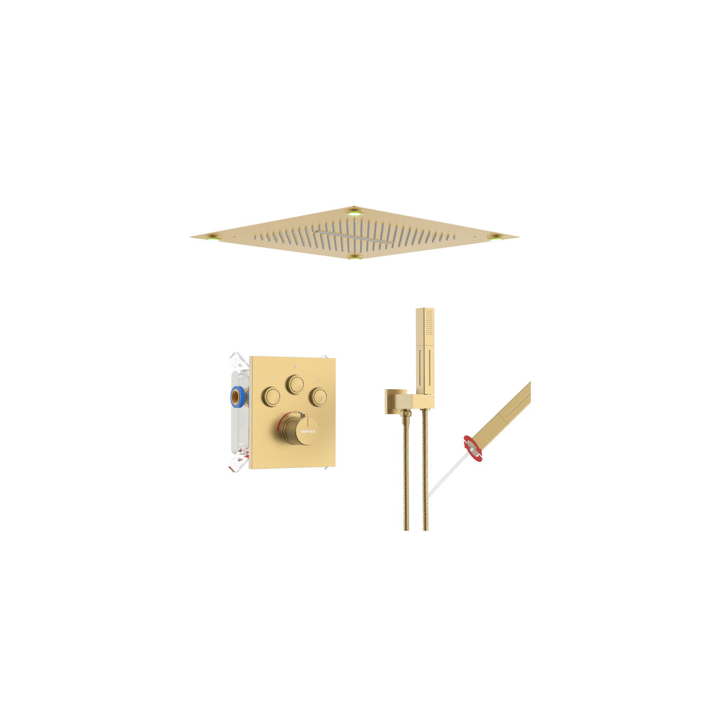 Single Handle 2-Spray Shower Faucet 1.8 GPM 16 in. Square Ceiling Mounted with Pressure Balance
