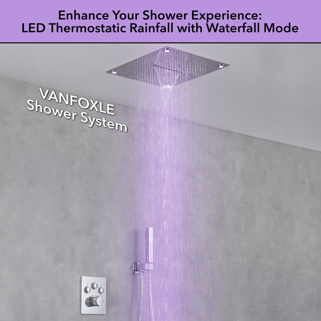 Single Handle 2-Spray Shower Faucet 1.8 GPM 16 in. Square Ceiling Mounted with Pressure Balance in Matte Sliver