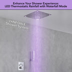 Single Handle 2-Spray Shower Faucet 1.8 GPM 16 in. Square Ceiling Mounted with Pressure Balance in Matte Sliver