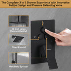 Single Handle 4-Spray Shower Faucet 1.8 GPM 12 in. Square Ceiling Mounted Shower with Pressure Balance