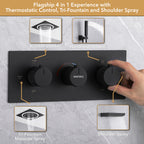 Single Handle 2-Spray Shower Faucet 1.8 GPM with 19 in. LED Square Head and 14-Inch Shoulder Massage