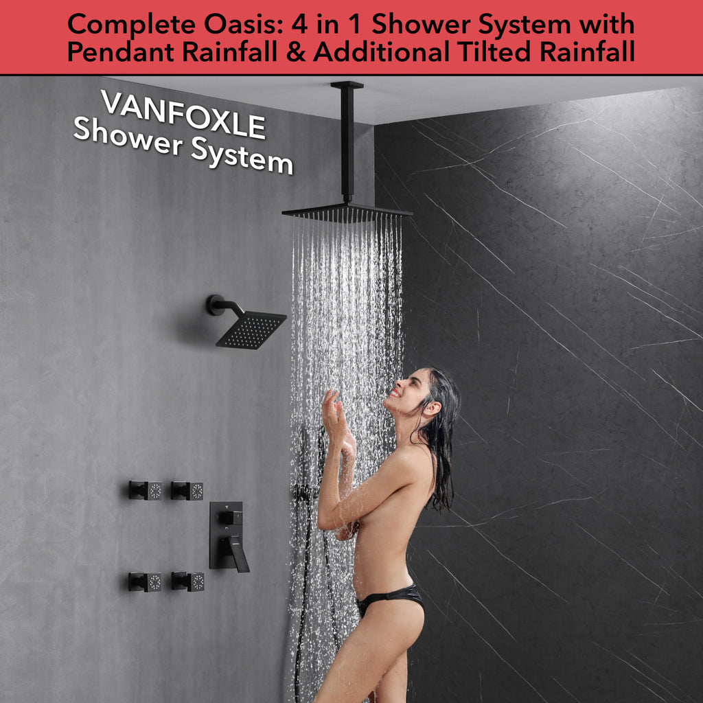 Luxury Single Handle 2-Spray Shower Faucet 1.8 GPM with 10 in. Rainfall Head and Pressure Balance Valve