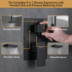 Single Handle 2-Spray Shower Faucet 1.8 GPM with 12 in. Rainfall Square Head and 14-Inch Shoulder Massage