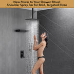 Single Handle 2-Spray Shower Faucet 1.8 GPM with 12 in. Rainfall Square Head and 14-Inch Shoulder Massage