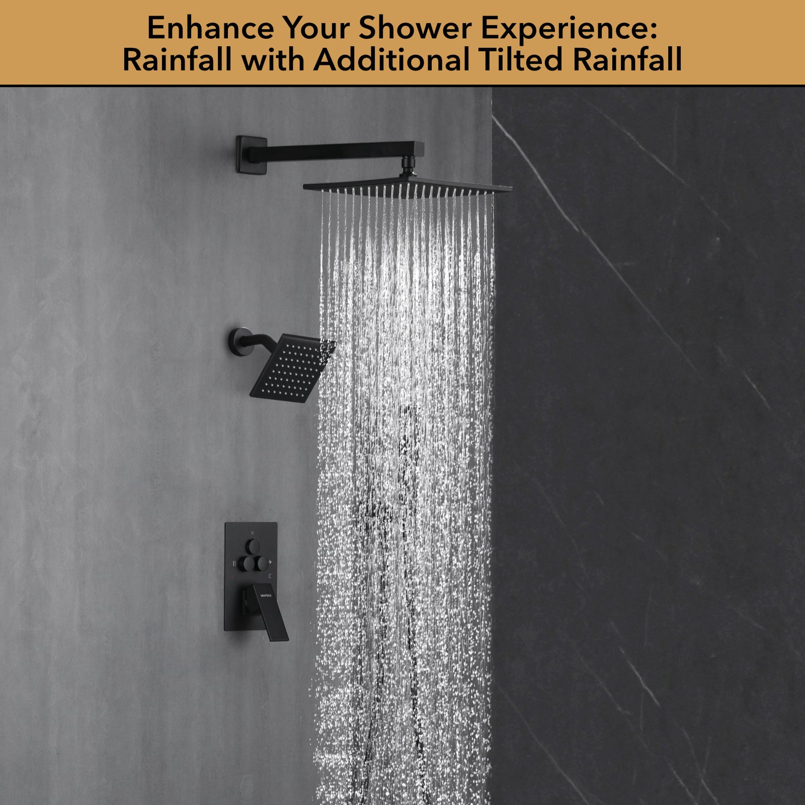 Luxury Single Handle 2-Spray Shower Faucet 1.8 GPM with 10 in. Rainfall Head and Pressure Balance Valve