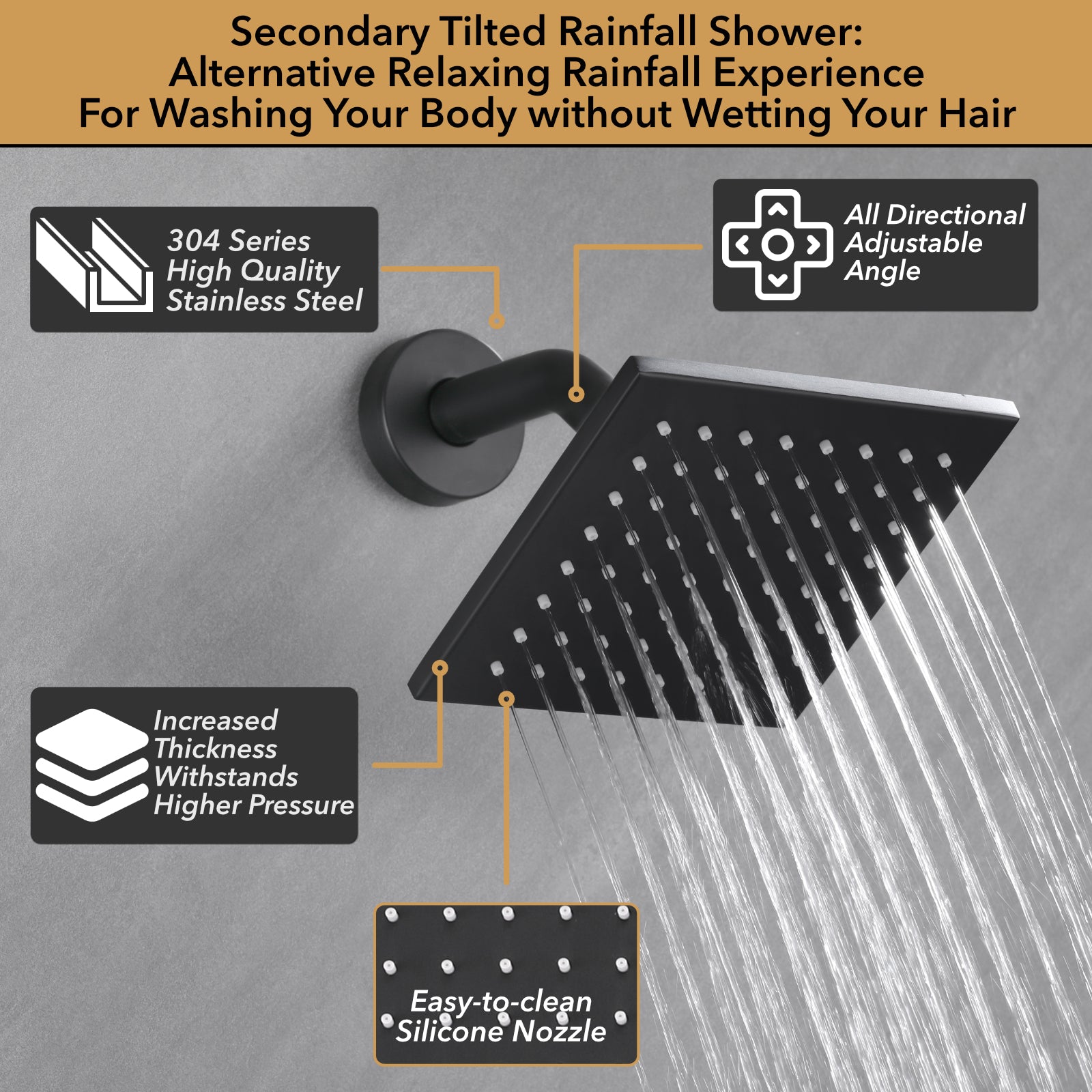 Single Handle 4-Spray Shower Faucet 1.8 GPM 10 in. Square Ceiling Mounted Shower with Pressure Balance in Matte Black