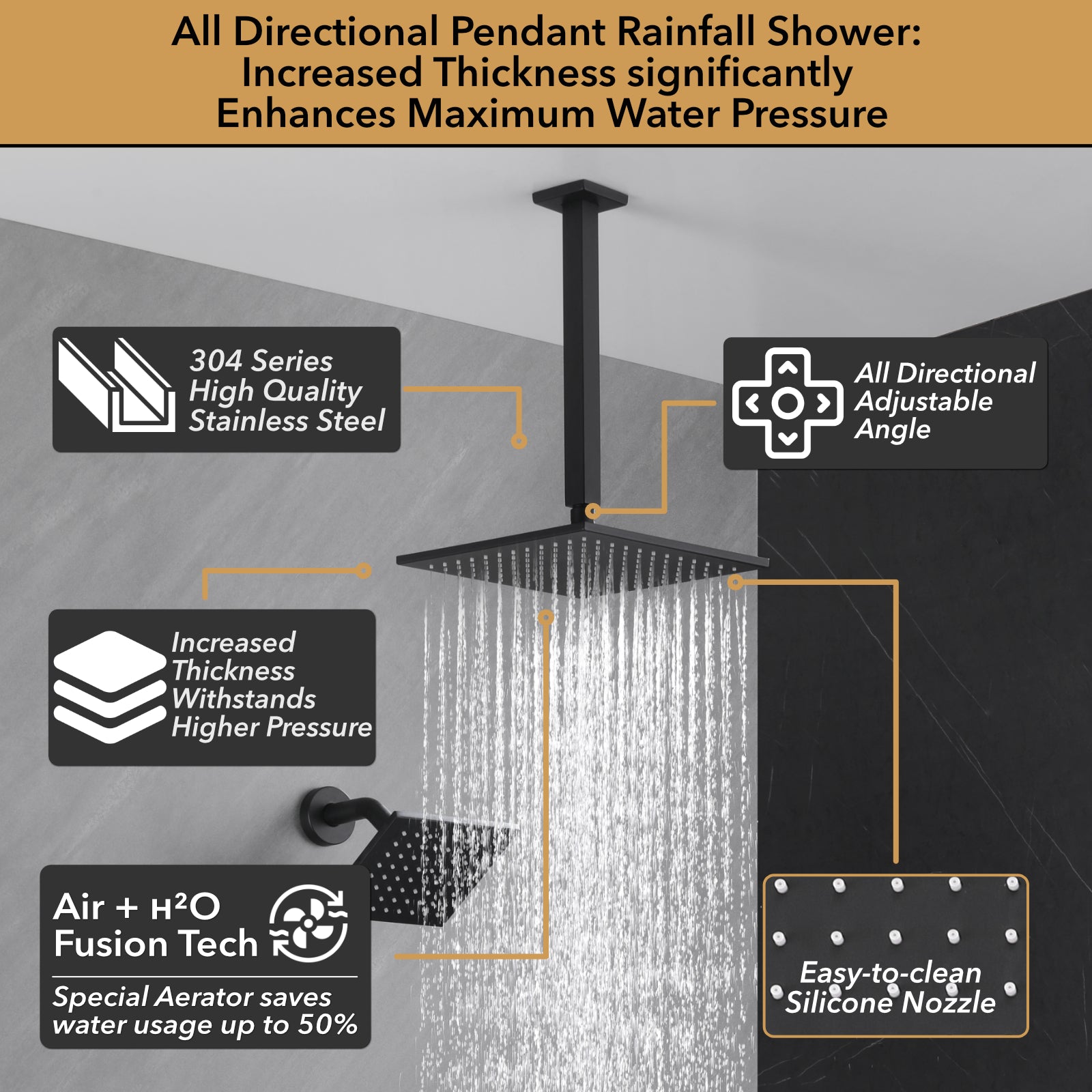 Luxury Single Handle 2-Spray Shower Faucet 1.8 GPM with High-Pressure Shower and Push Button Diverter