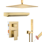 Single Handle 2-Spray Shower Faucet 1.8 GPM with 12 in. Rainfall Square Head and 14-Inch Shoulder Massage
