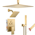 Single Handle 4-Spray Shower Faucet 1.8 GPM 12 in. Square Ceiling Mounted Shower with Pressure Balance