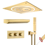 Single Handle 2-Spray Shower Faucet 1.8 GPM with 19 in. LED Square Head and 14-Inch Shoulder Massage