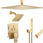 Single Handle 4-Spray Shower Faucet 1.8 GPM 12 in. Square Ceiling Mounted Shower with Pressure Balance