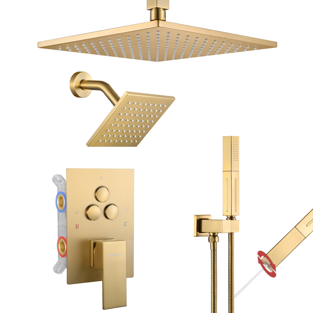 Luxury Single Handle 2-Spray Shower Faucet 1.8 GPM with High-Pressure Shower and Push Button Diverter