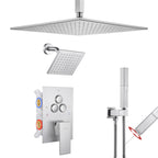 Single Handle 4-Spray Shower Faucet 1.8 GPM 12 in. Square Ceiling Mounted Shower with Pressure Balance