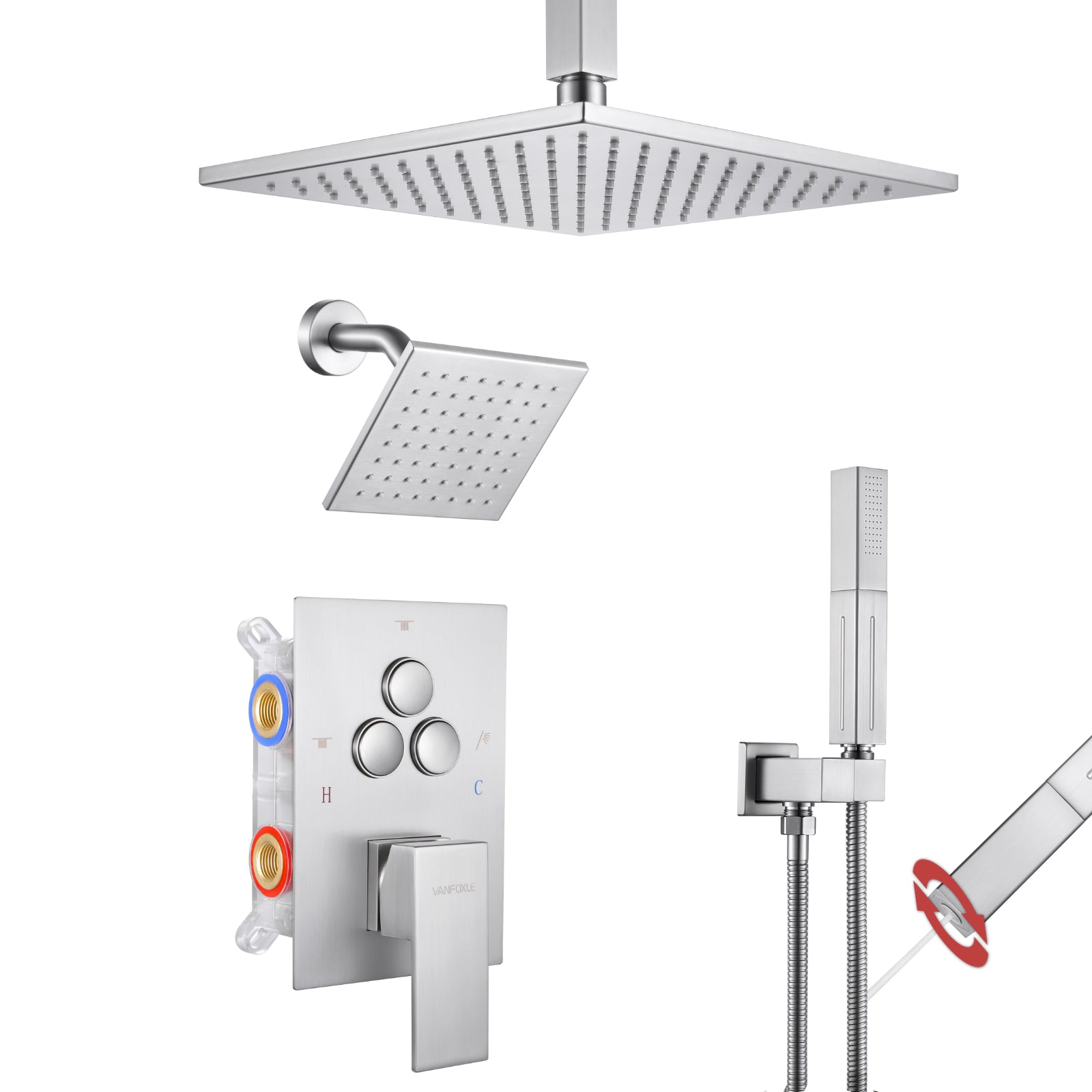 Luxury Single Handle 2-Spray Shower Faucet 1.8 GPM with High-Pressure Shower and Push Button Diverter