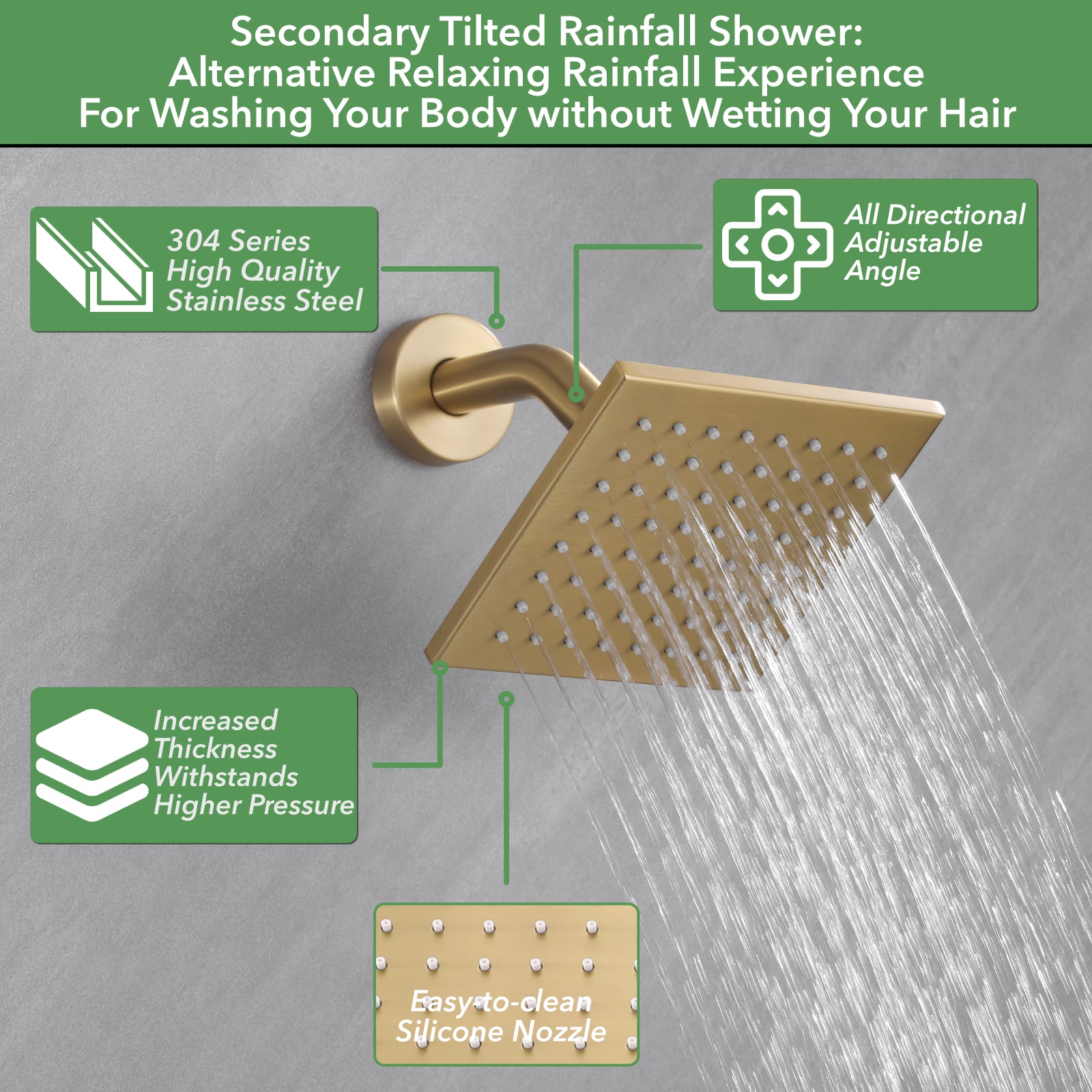 Single Handle 4-Spray Shower Faucet 1.8 GPM 10 in. Square Ceiling Mounted Shower with Pressure Balance in Brushed Gold