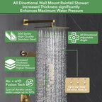 Single Handle 4-Spray Shower Faucet 1.8 GPM 10 in. Square Ceiling Mounted Shower with Pressure Balance in Brushed Gold