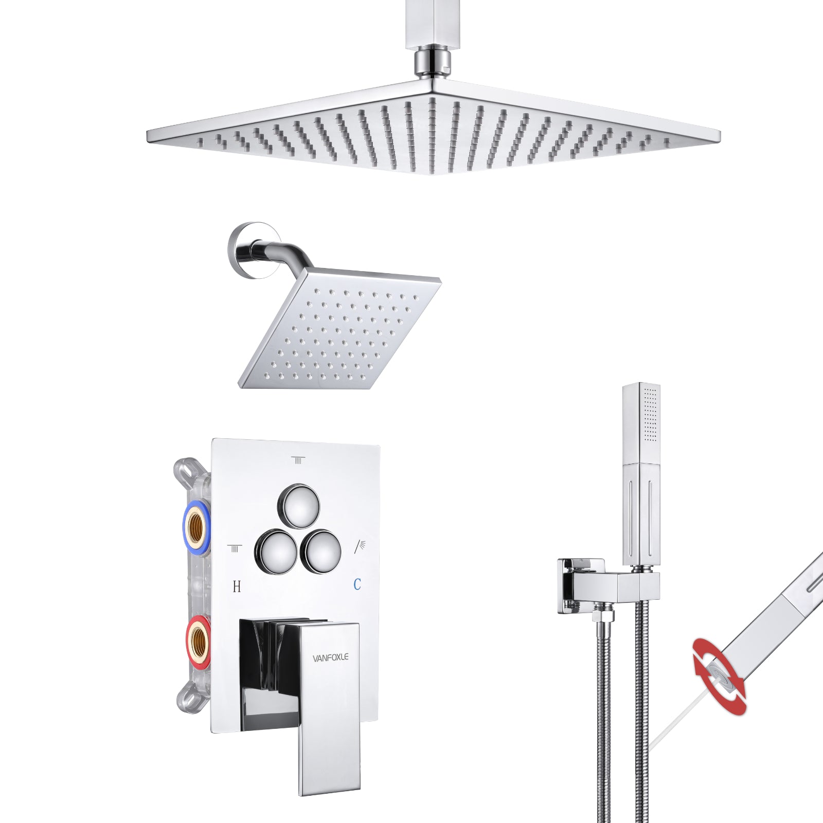 Luxury Single Handle 2-Spray Shower Faucet 1.8 GPM with High-Pressure Shower and Push Button Diverter