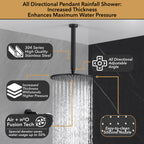 Single Handle 4-Spray Shower Faucet 1.8 GPM 12 in. Round Ceiling Mounted Shower with Pressure Balance