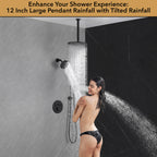 Single Handle 4-Spray Shower Faucet 1.8 GPM 12 in. Round Ceiling Mounted Shower with Pressure Balance