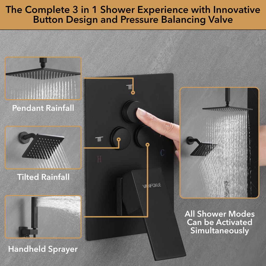 Luxury Single Handle 2-Spray Shower Faucet 1.8 GPM with High-Pressure Shower and Push Button Diverter