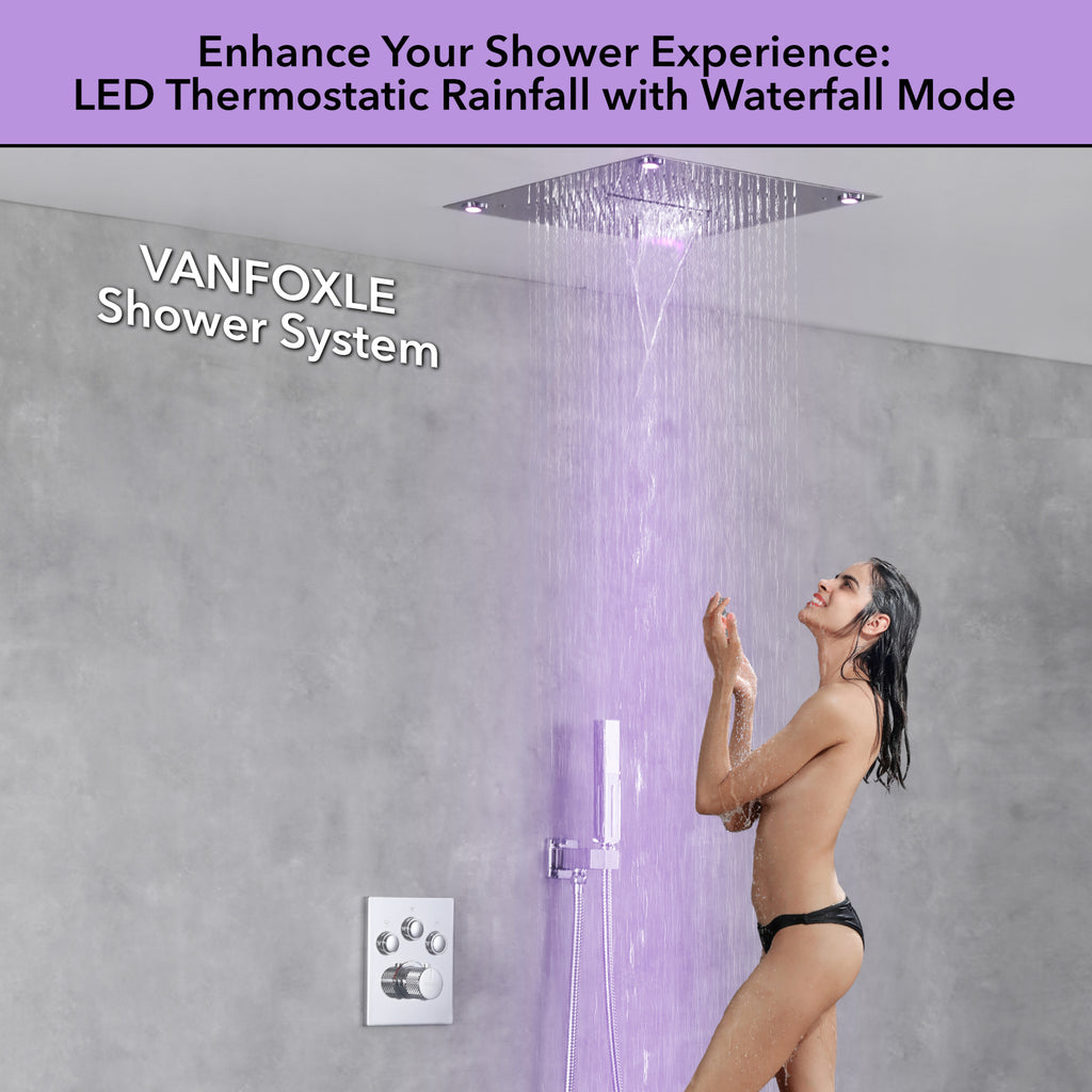 Single Handle 2-Spray Shower Faucet 1.8 GPM 16 in. Square Ceiling Mounted with Pressure Balance in Matte Sliver