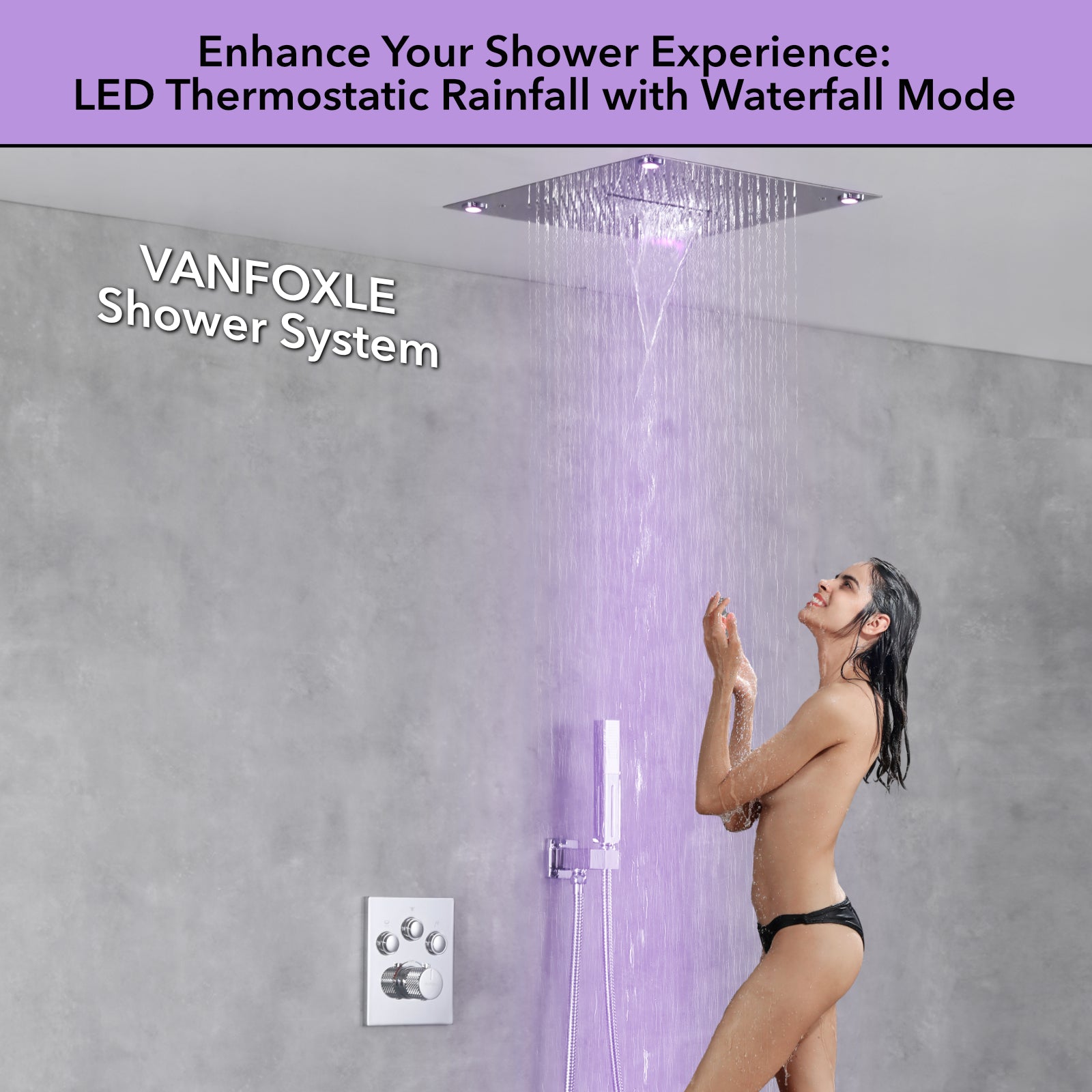Single Handle 2-Spray Shower Faucet 1.8 GPM 16 in. Square Ceiling Mounted with Pressure Balance in Matte Sliver