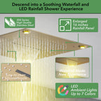 Single Handle 2-Spray Shower Faucet 1.8 GPM 16 in. Square Ceiling Mounted with Pressure Balance in Matte Lash Gold