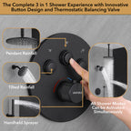 Single Handle 4-Spray Shower Faucet 1.8 GPM 12 in. Round Ceiling Mounted Shower with Pressure Balance