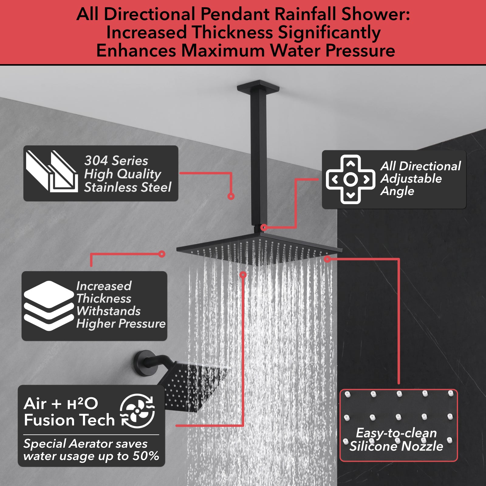 Luxury Single Handle 2-Spray Shower Faucet 1.8 GPM with 10 in. Rainfall Head and Pressure Balance Valve