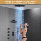 Luxury Single Handle 2-Spray Shower Faucet 1.8 GPM with 16 in. LED Rainfall Square Head and 4-Jet