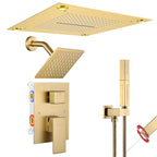 Single Handle 5-Spray Shower Faucet 1.8 GPM 16 in. LED Square Ceiling Mounted with Pressure Balance