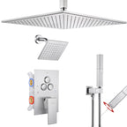 Single Handle 4-Spray Shower Faucet 1.8 GPM 12 in. Square Ceiling Mounted Shower with Pressure Balance